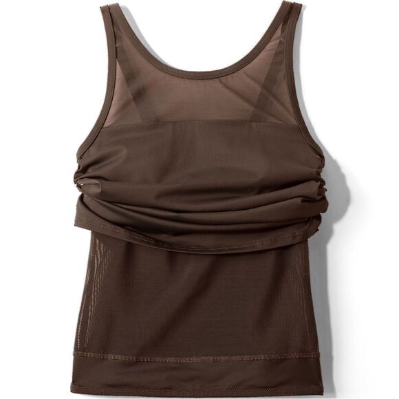 Land's End plus size Tankini high neck power mesh liner soft cup Rich Coffee Var - Picture 4 of 9